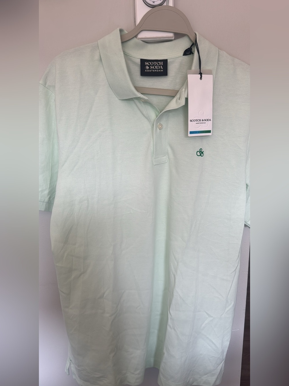 Scotch & Soda Pale Mint Green Polo Shirt NEW